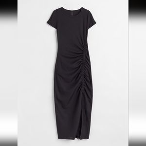 H&M Black Drawstring Bodycon Dress - L